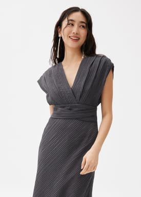 V-neck Fit & Flare Midi Dress