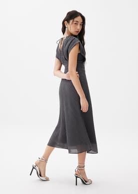 V-neck Fit & Flare Midi Dress