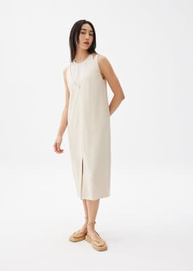 Linen Shift Midi Dress
