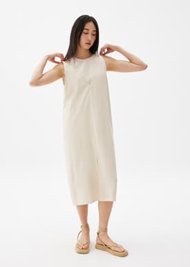 Linen Shift Midi Dress