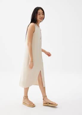 Linen Shift Midi Dress