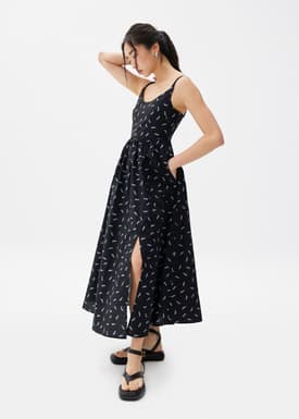 Floral Cotton Fit & Flare Midaxi Dress