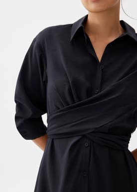 Collared Column Midi Dress