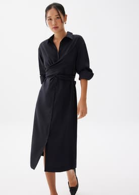 Collared Column Midi Dress