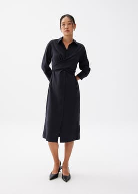 Collared Column Midi Dress