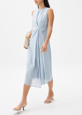 Front Pleat Column Midaxi Dress