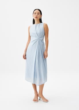 Front Pleat Column Midaxi Dress