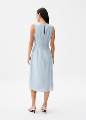 Front Pleat Column Midaxi Dress