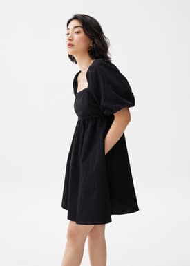 Puff Sleeve Babydoll Mini Dress