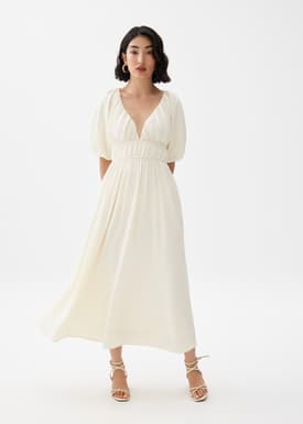 Padded Elastic Fit & Flare Midaxi Dress