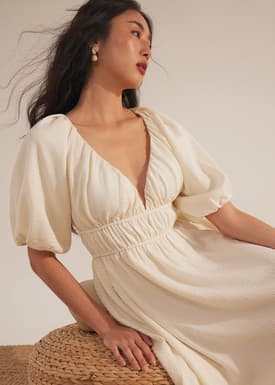 Padded Elastic Fit & Flare Midaxi Dress