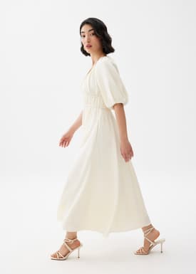 Padded Elastic Fit & Flare Midaxi Dress