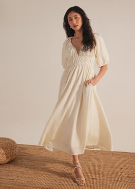 Padded Elastic Fit & Flare Midaxi Dress