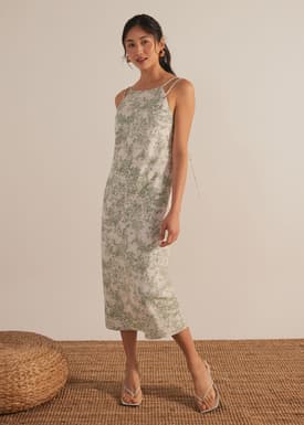 Floral Tie Back Column Midi Dress