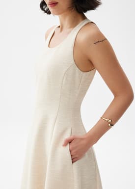 Fray Tweed Fit & Flare Midi Dress