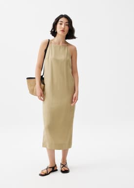 Viscose Column Midi Dress