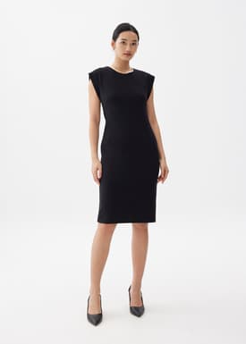 Round Neck Column Midi Dress