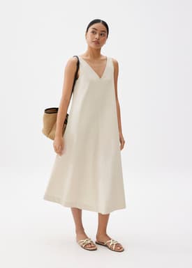 V-neck Trapeze Midi Dress