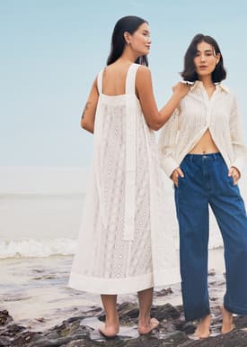 Lace Trapeze Midaxi Dress