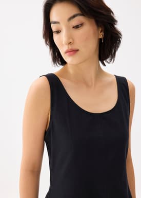 Cotton Scoop Neck Swing Midi Dress