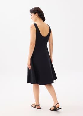 Cotton Scoop Neck Swing Midi Dress