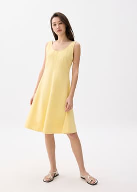 Cotton Scoop Neck Swing Midi Dress