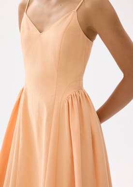 V-neck Drop Waist Fit & Flare Midaxi Dress