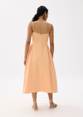 V-neck Drop Waist Fit & Flare Midaxi Dress
