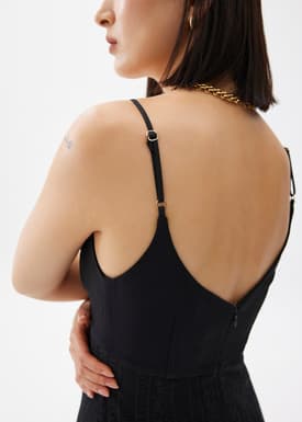 Padded Lace V-Neck Flare Maxi Dress