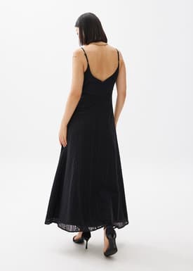 Padded Lace V-Neck Flare Maxi Dress