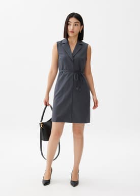 Tailored Collared Column Mini Dress