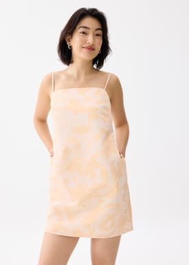 Straight Neck Shift Mini Dress in Sunburst