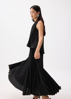Pleated Trapeze Maxi Dress