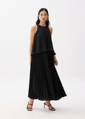 Pleated Trapeze Maxi Dress