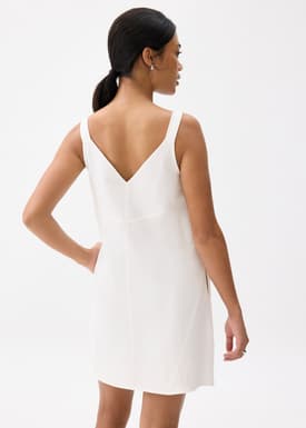 Cotton V-neck Shift Mini Dress