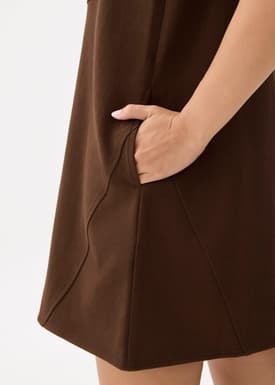 Cotton V-neck Shift Mini Dress