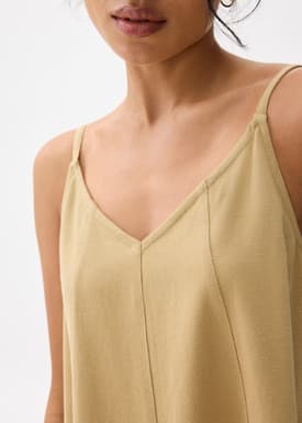 Cotton V-neck Trapeze Midaxi Dress