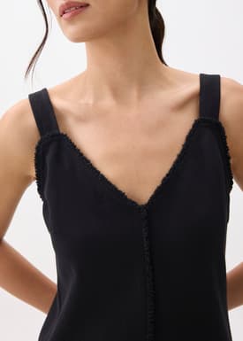 Cotton V-neck Column Midi Dress