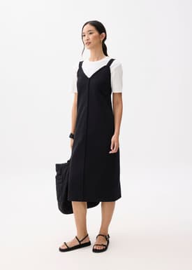 Cotton V-neck Column Midi Dress