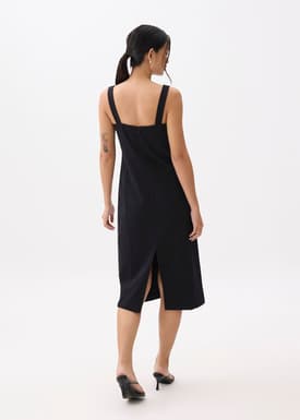 Cotton V-neck Column Midi Dress