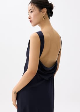 Satin Padded Drape Maxi Dress