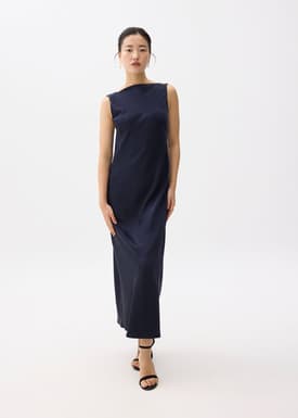 Satin Padded Drape Maxi Dress