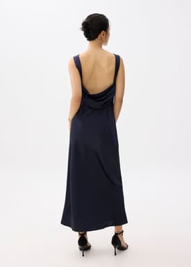 Satin Padded Drape Maxi Dress