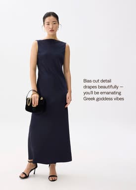 Satin Padded Drape Maxi Dress