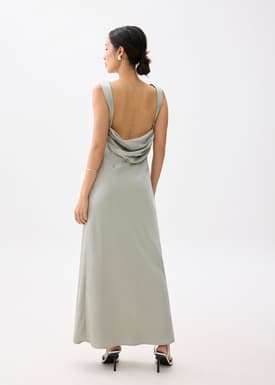 Satin Padded Drape Maxi Dress
