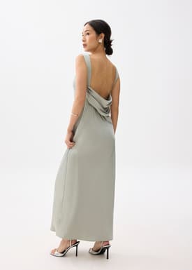 Satin Padded Drape Maxi Dress