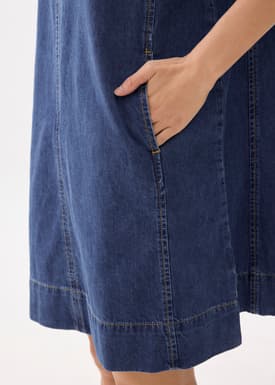 Denim Collared Trapeze Dress