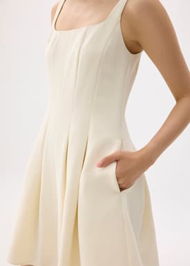 Square Neck Drop Waist Mini Dress