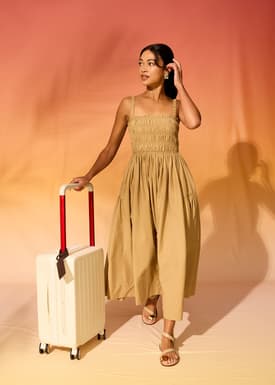 Cotton Smocked Fit & Flare Maxi Dress