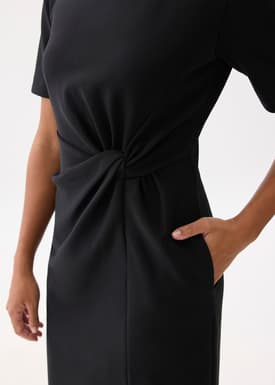 Front Twist Column Midi Dress